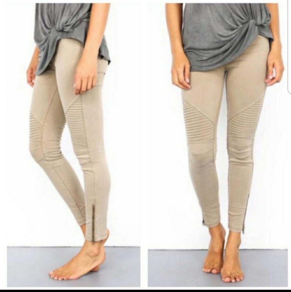 RELISTED Marsala moto zip biker jean leggings - Picture 2 of 8
